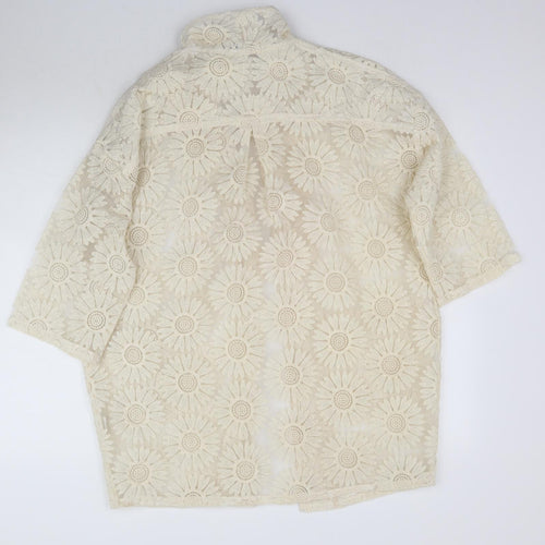 Naanaa Womens Beige  Lace Cardigan Jumper Size 10
