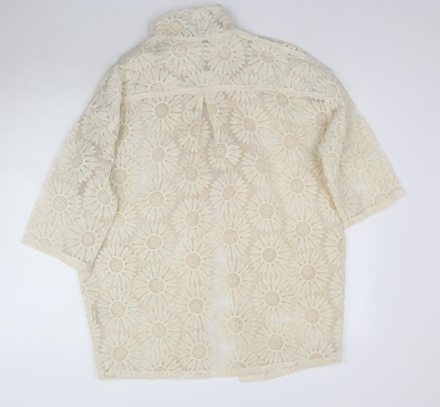 Naanaa Womens Beige  Lace Cardigan Jumper Size 10