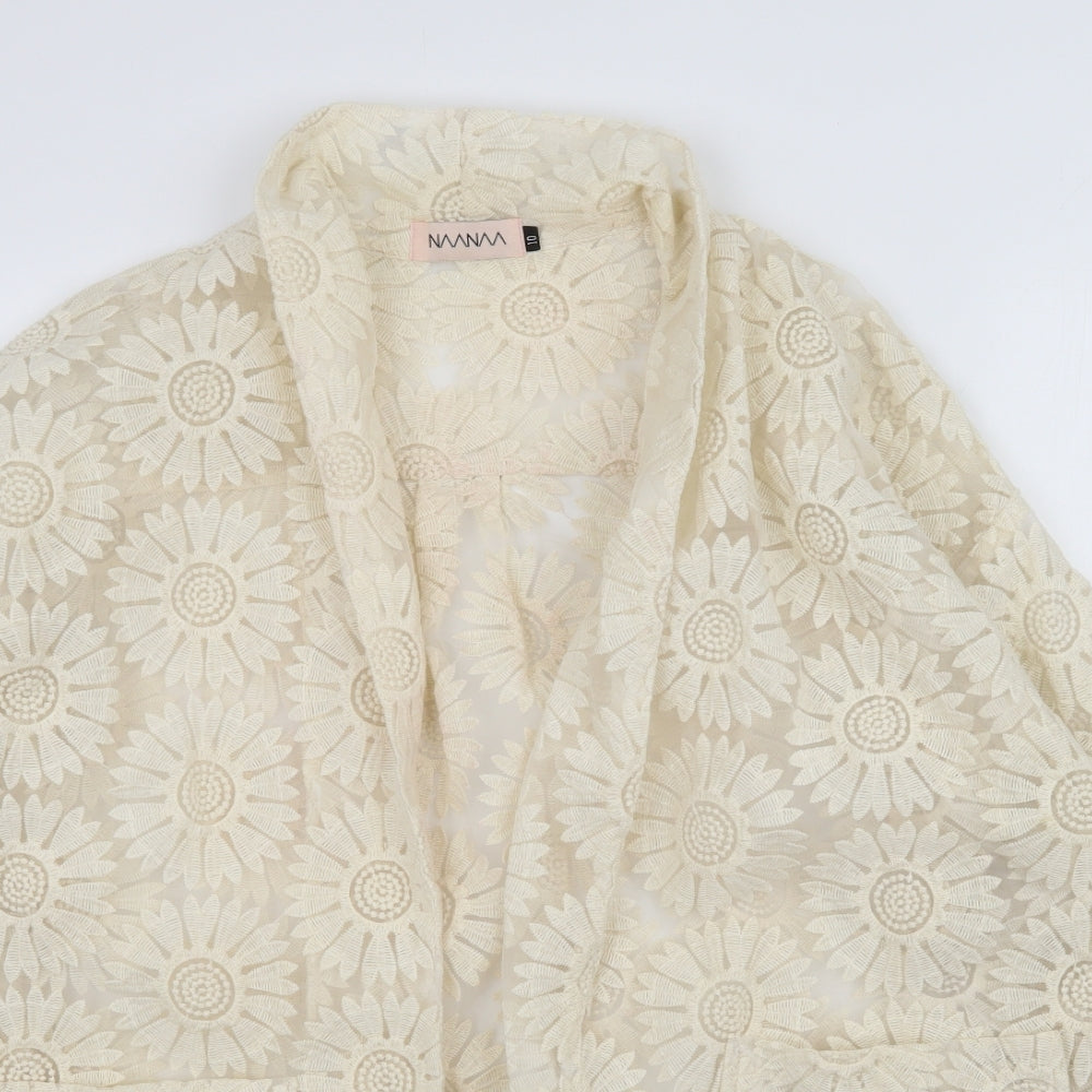 Naanaa Womens Beige  Lace Cardigan Jumper Size 10
