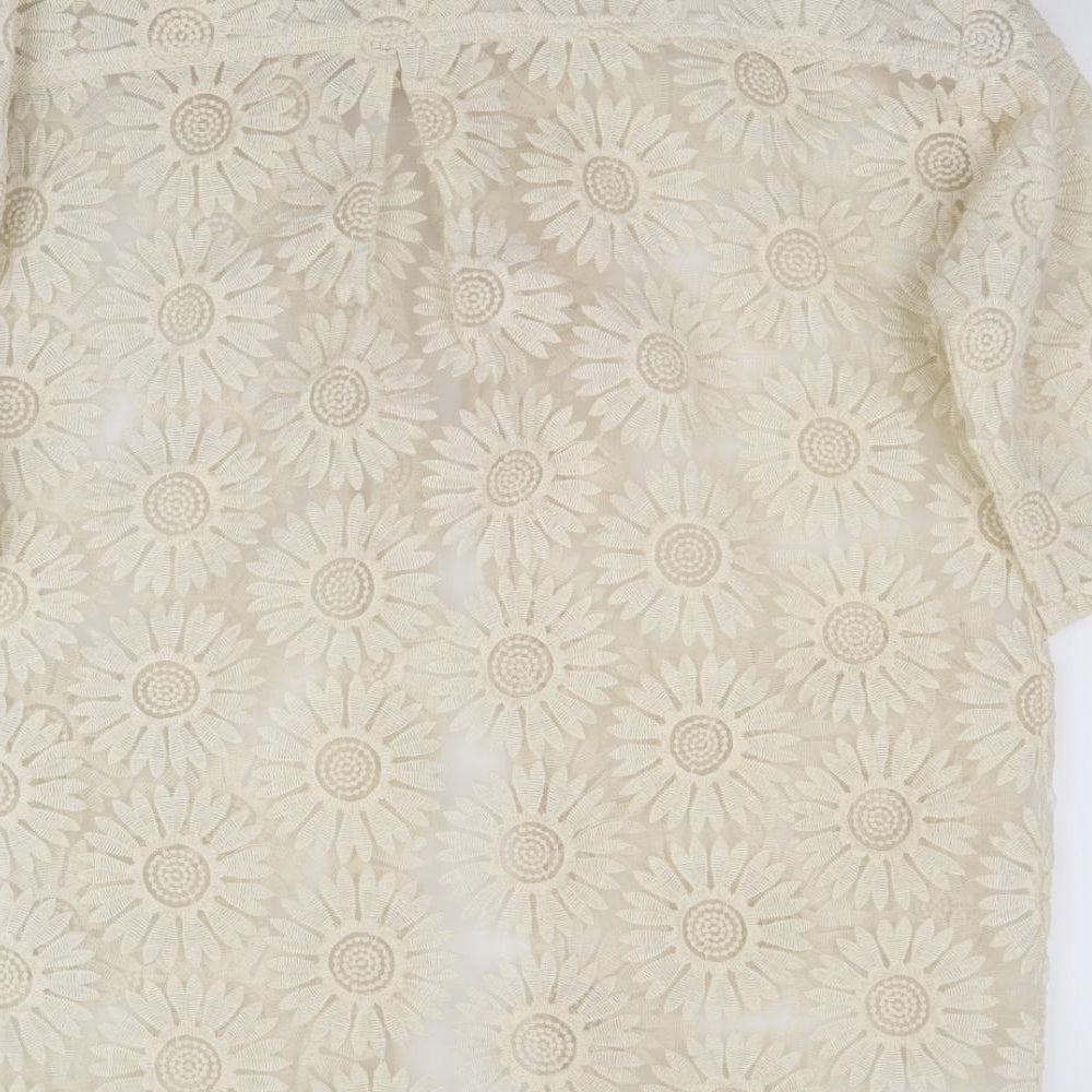 Naanaa Womens Beige  Lace Cardigan Jumper Size 10