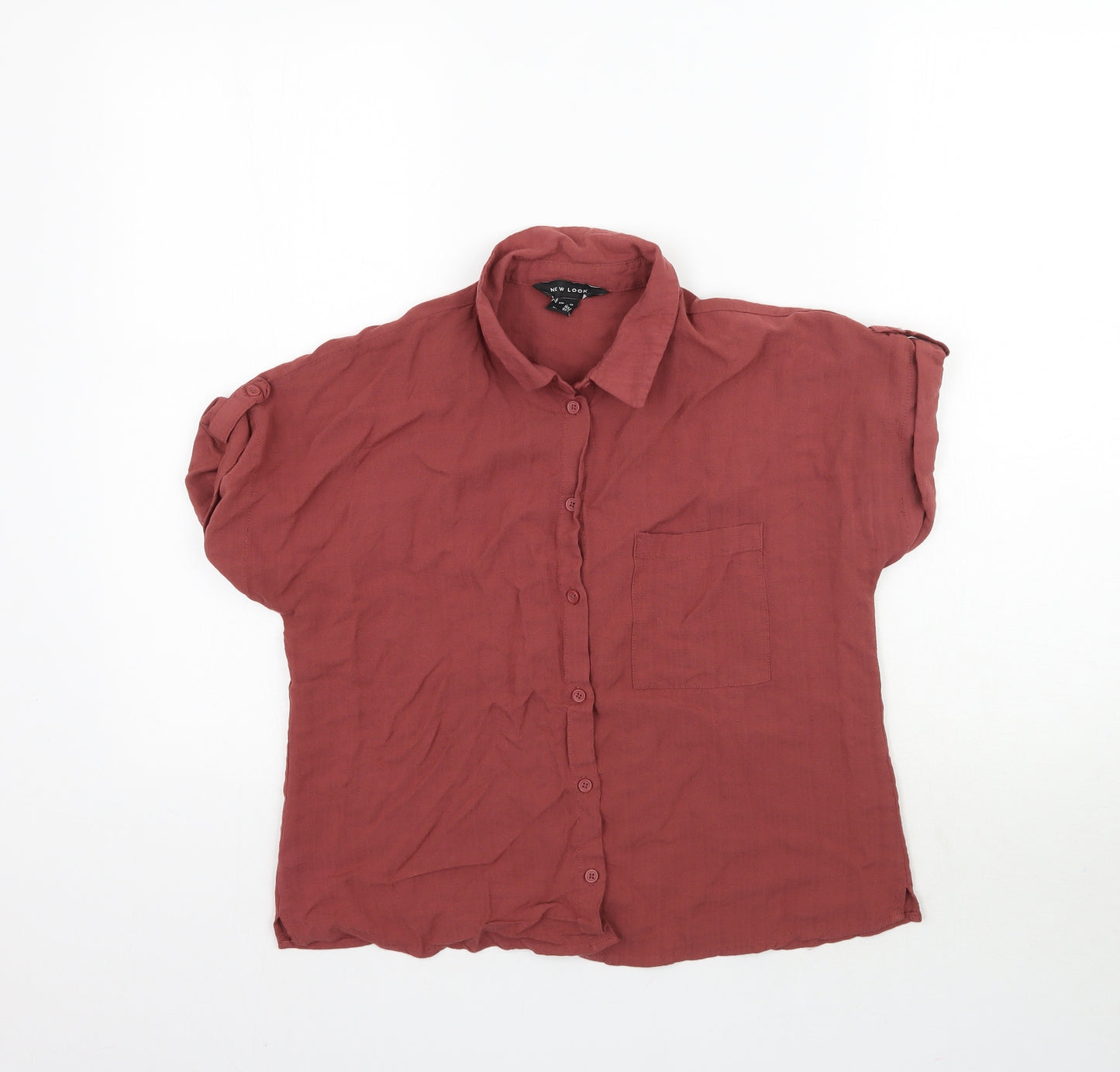 New Look Womens Brown   Basic Button-Up Size 10  - Red / Brown