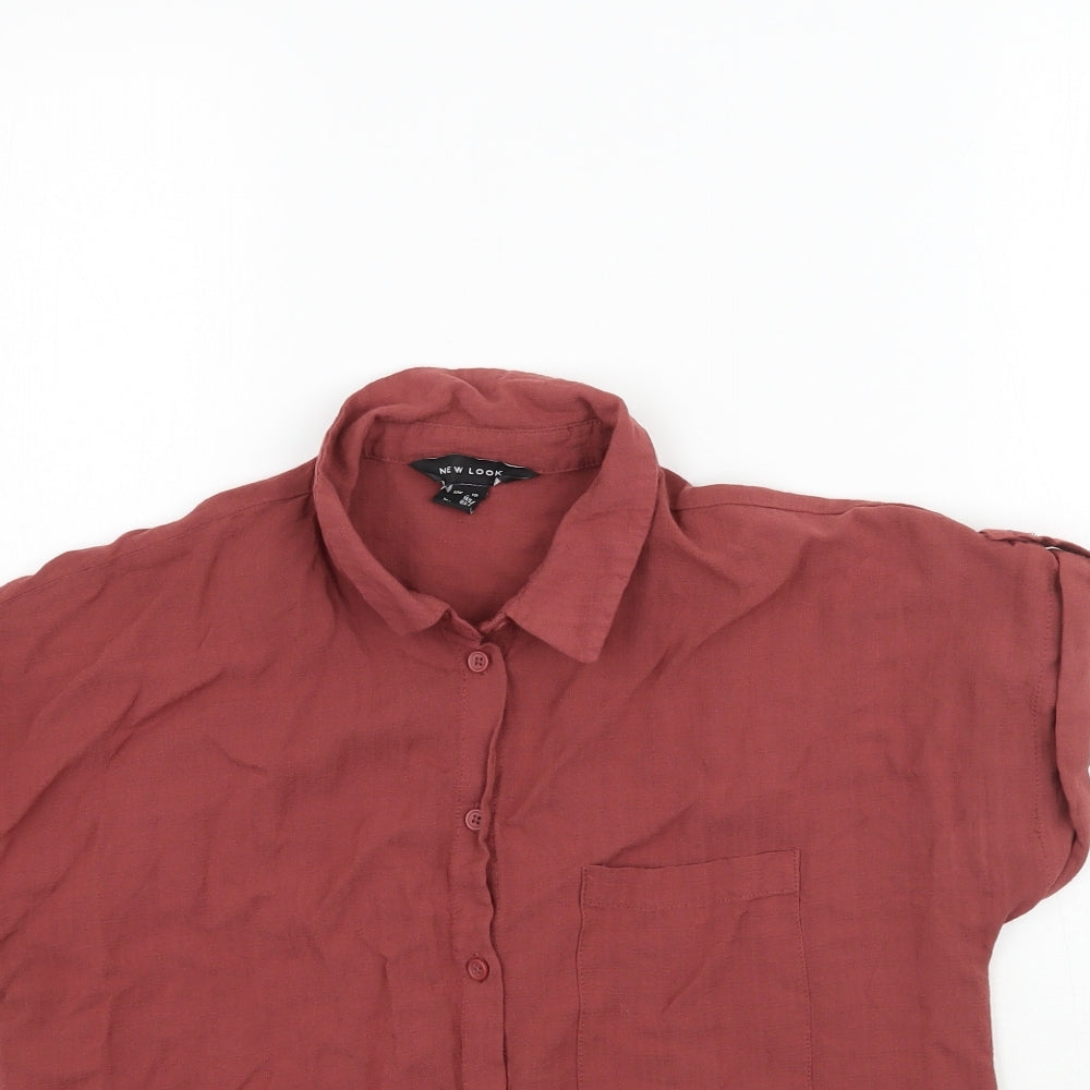 New Look Womens Brown   Basic Button-Up Size 10  - Red / Brown