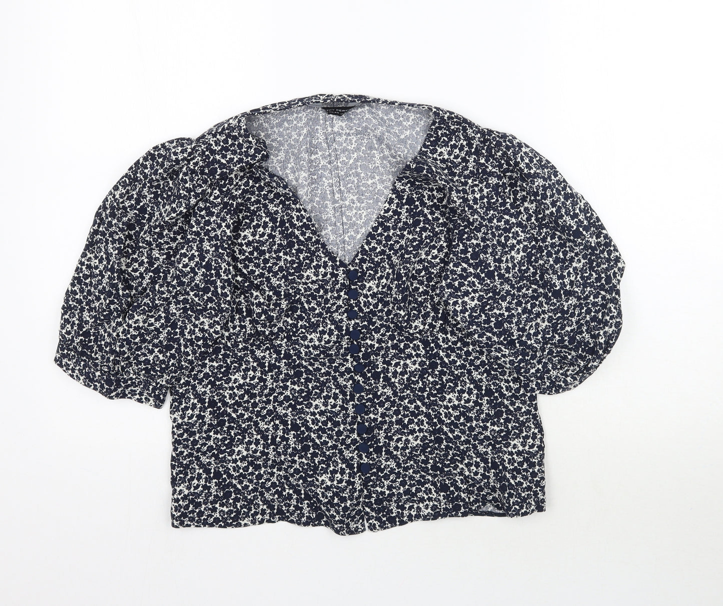Dorothy Perkins Womens Blue Floral  Basic Blouse Size 14