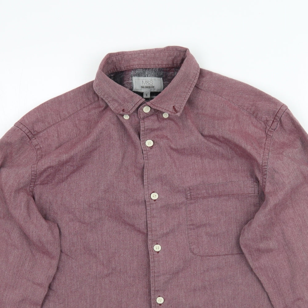 Marks and Spencer Mens Purple    Button-Up Size S