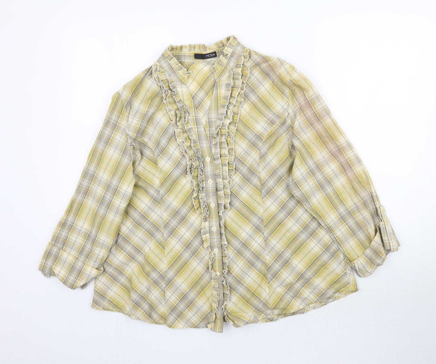 George Womens Yellow Plaid  Basic Blouse Size 20