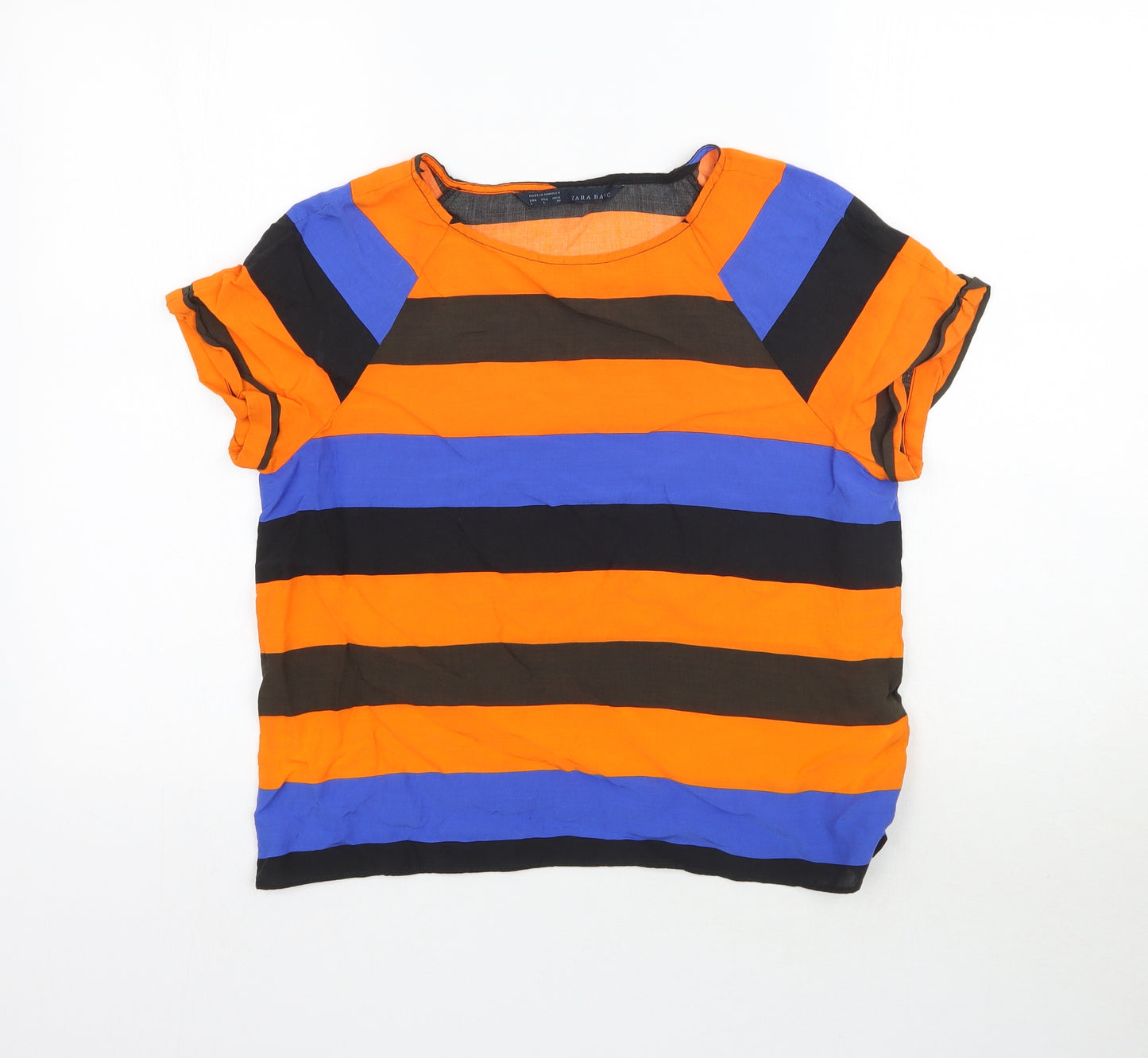 Zara Womens Multicoloured Striped  Basic Blouse Size L