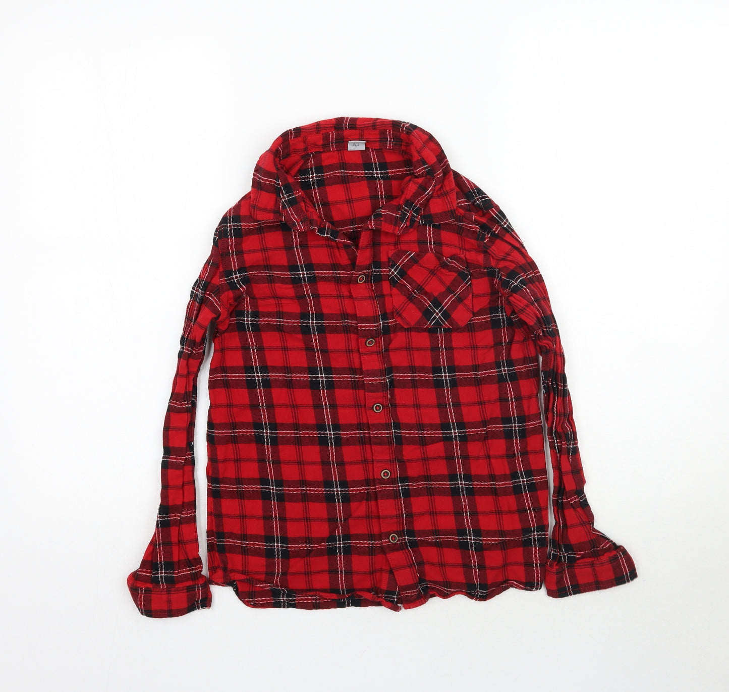 TU Girls Red Plaid  Basic Button-Up Size 12 Years