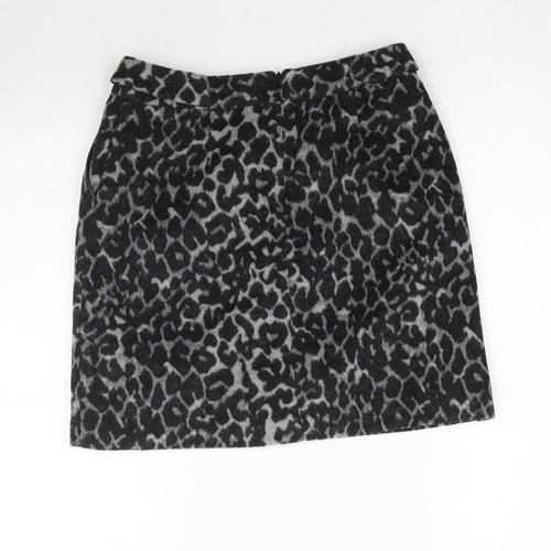 Oasis Womens Grey Animal Print  Mini Skirt Size 6