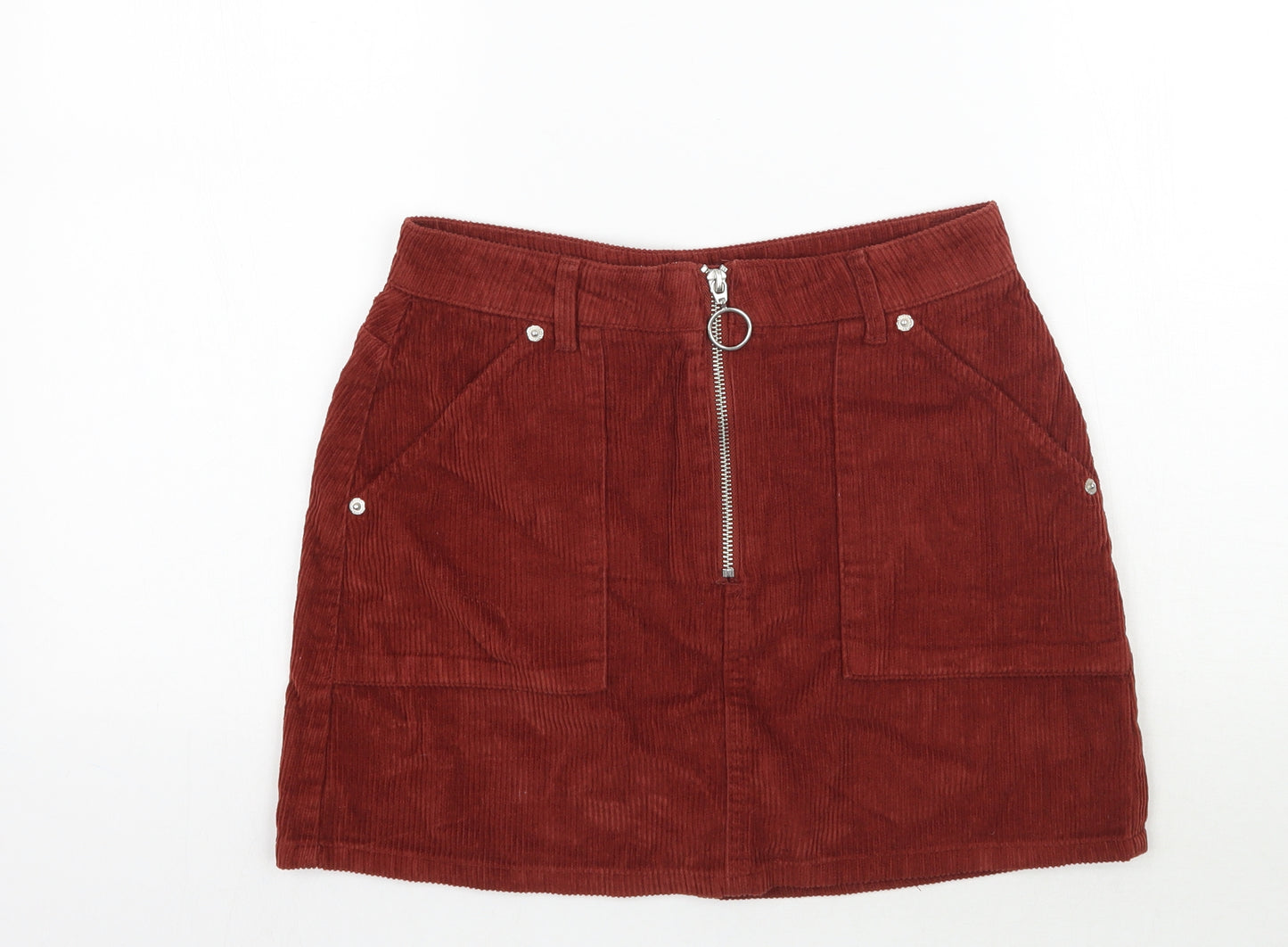 Topshop Womens Brown  Corduroy Mini Skirt Size 8