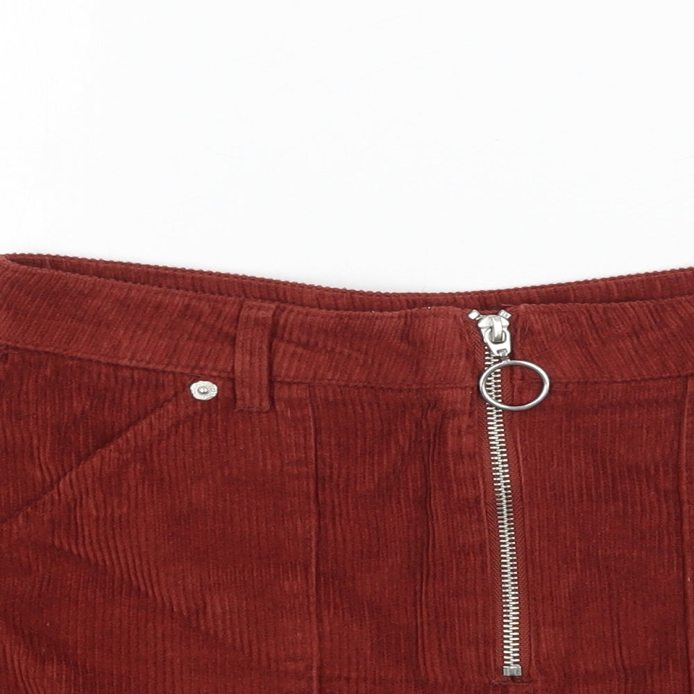 Topshop Womens Brown  Corduroy Mini Skirt Size 8