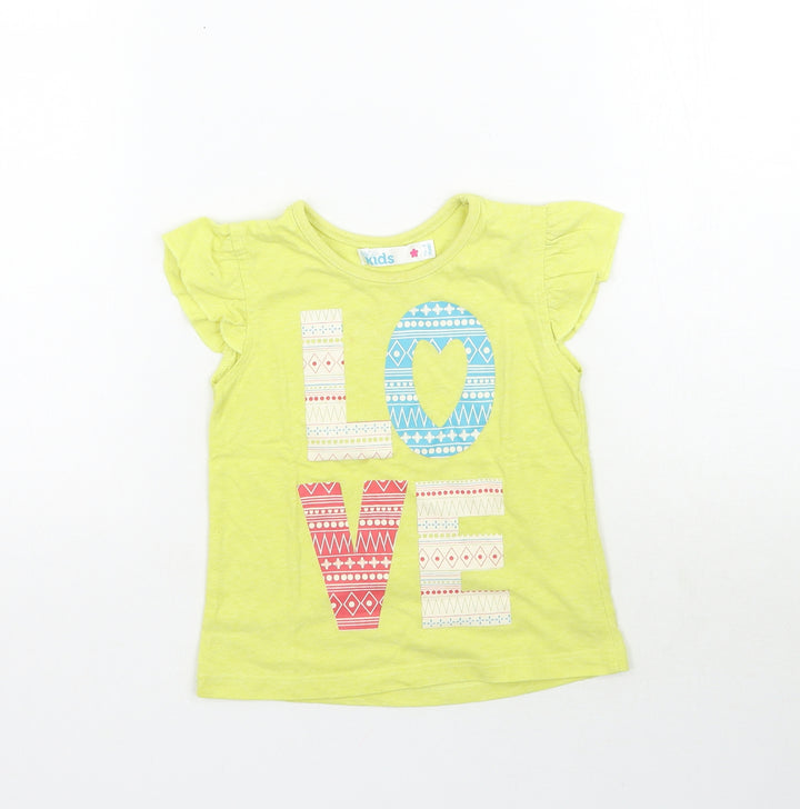 M&Co Girls Green Basic T-Shirt Size 18-24 Months - Love