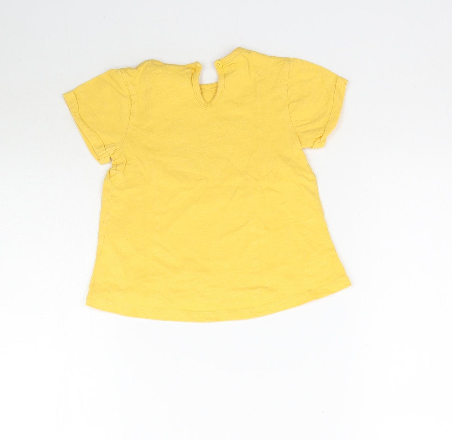 M&Co Girls Yellow   Basic T-Shirt Size 12-18 Months  - Butterfly