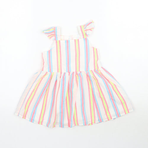 Dunnes Stores Girls White Striped  Fit & Flare  Size 18-24 Months