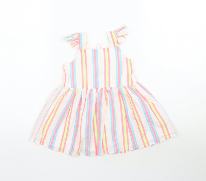 Dunnes Stores Girls White Striped Fit & Flare Size 18-24 Months