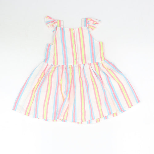 Dunnes Stores Girls White Striped  Fit & Flare  Size 18-24 Months