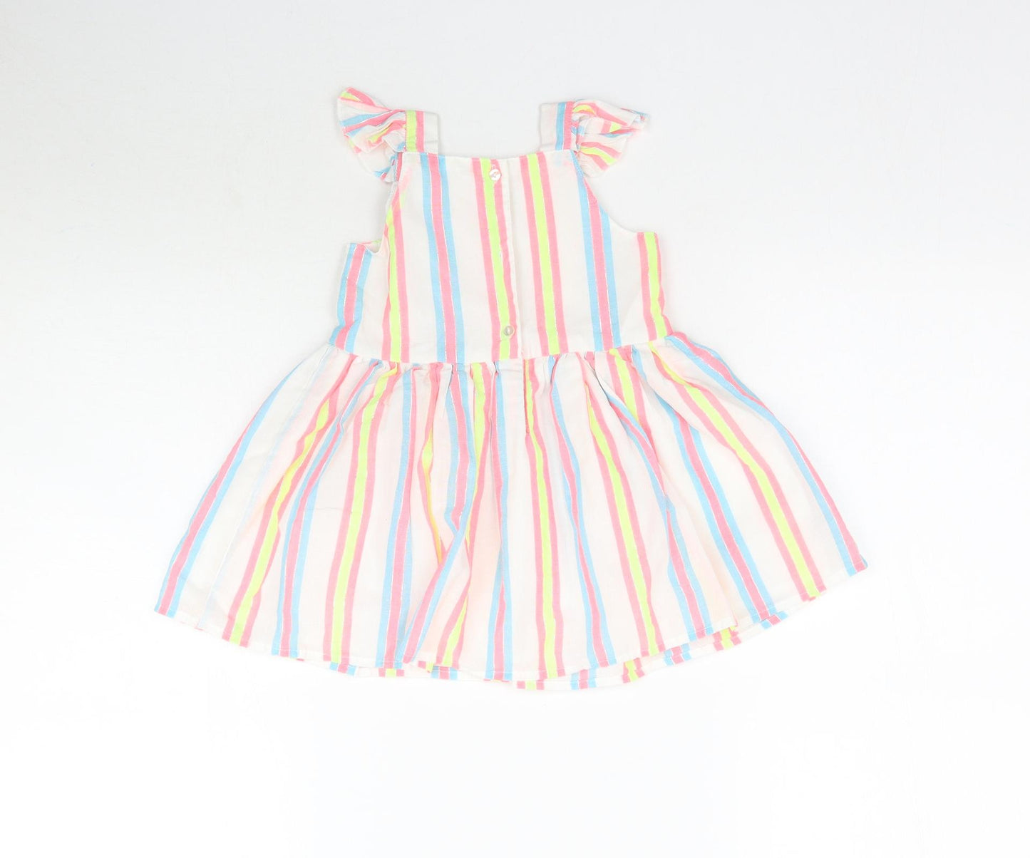 Dunnes Stores Girls White Striped  Fit & Flare  Size 18-24 Months