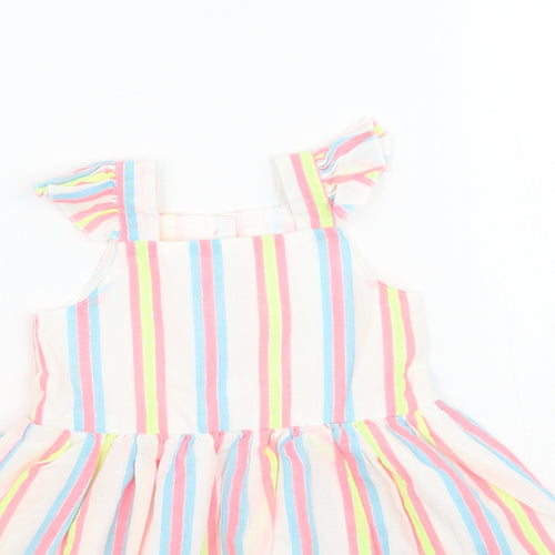Dunnes Stores Girls White Striped  Fit & Flare  Size 18-24 Months