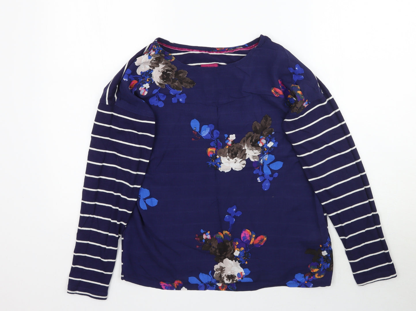 Joules Womens Blue Striped  Basic T-Shirt Size 10  - Floral print