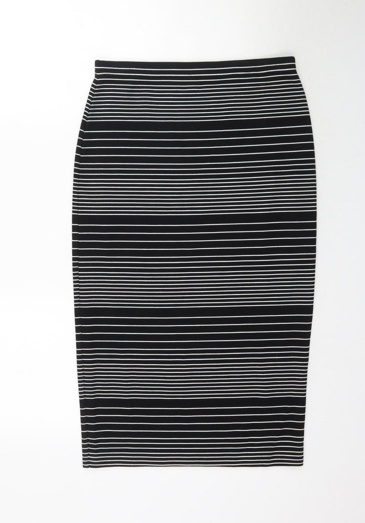 Max Studio Womens Black Striped Straight & Pencil Skirt Size S