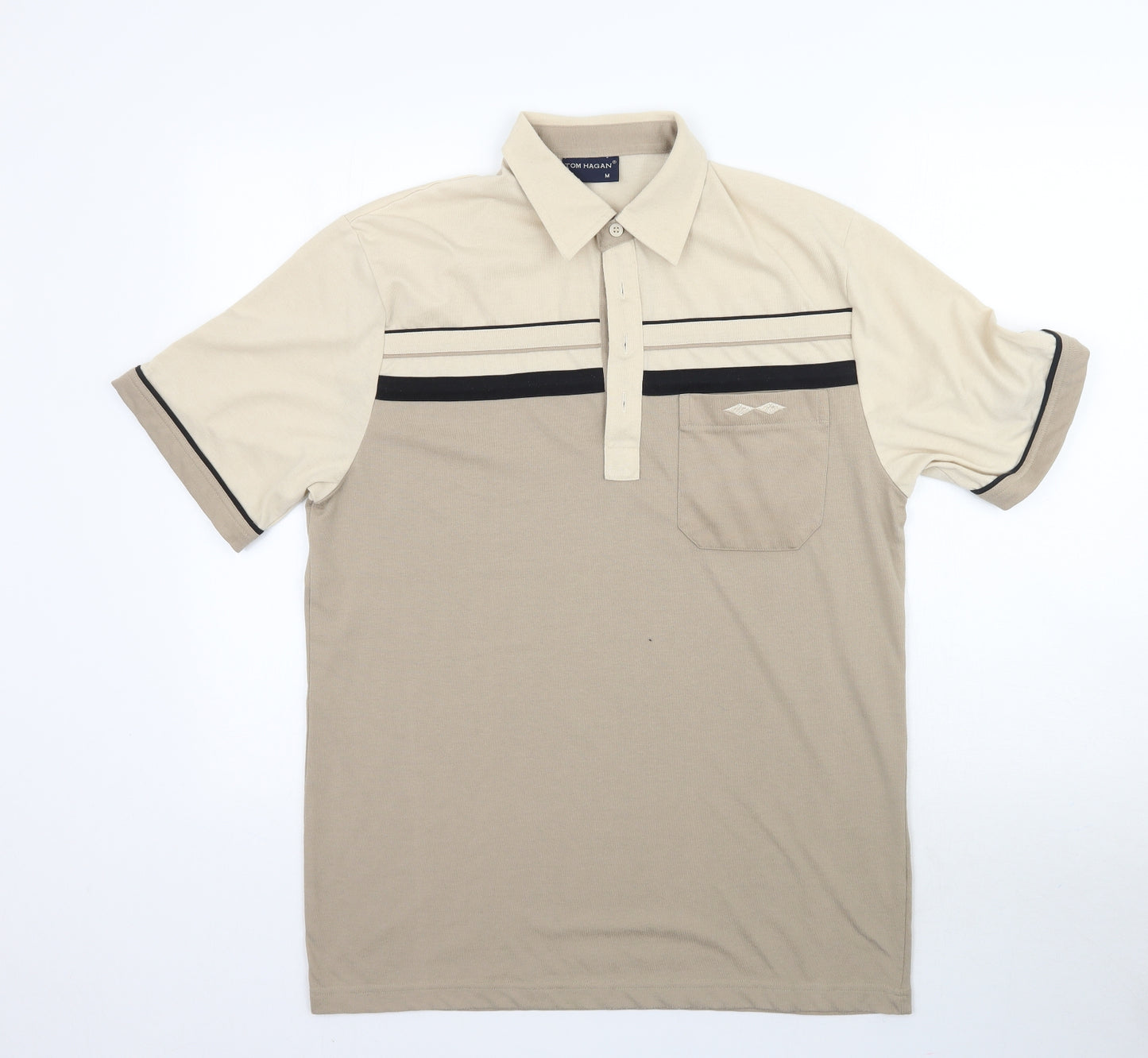 Tom Hagan Mens Beige    Polo Size M