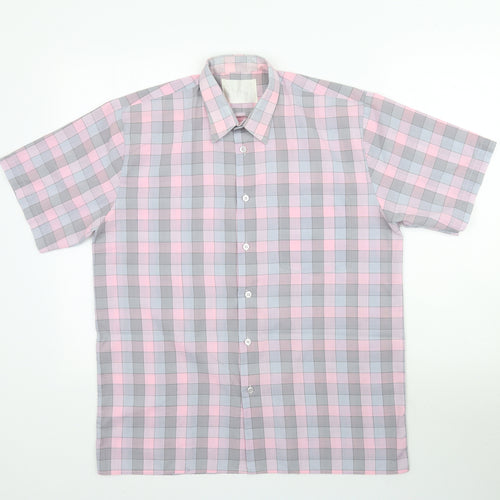 Santana Mens Pink Plaid   Button-Up Size M
