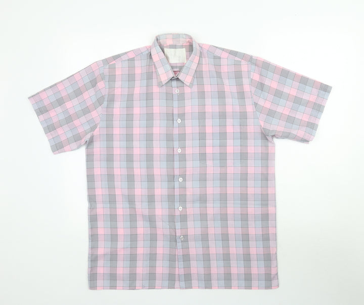 Santana Mens Pink Plaid Button-Up Size M