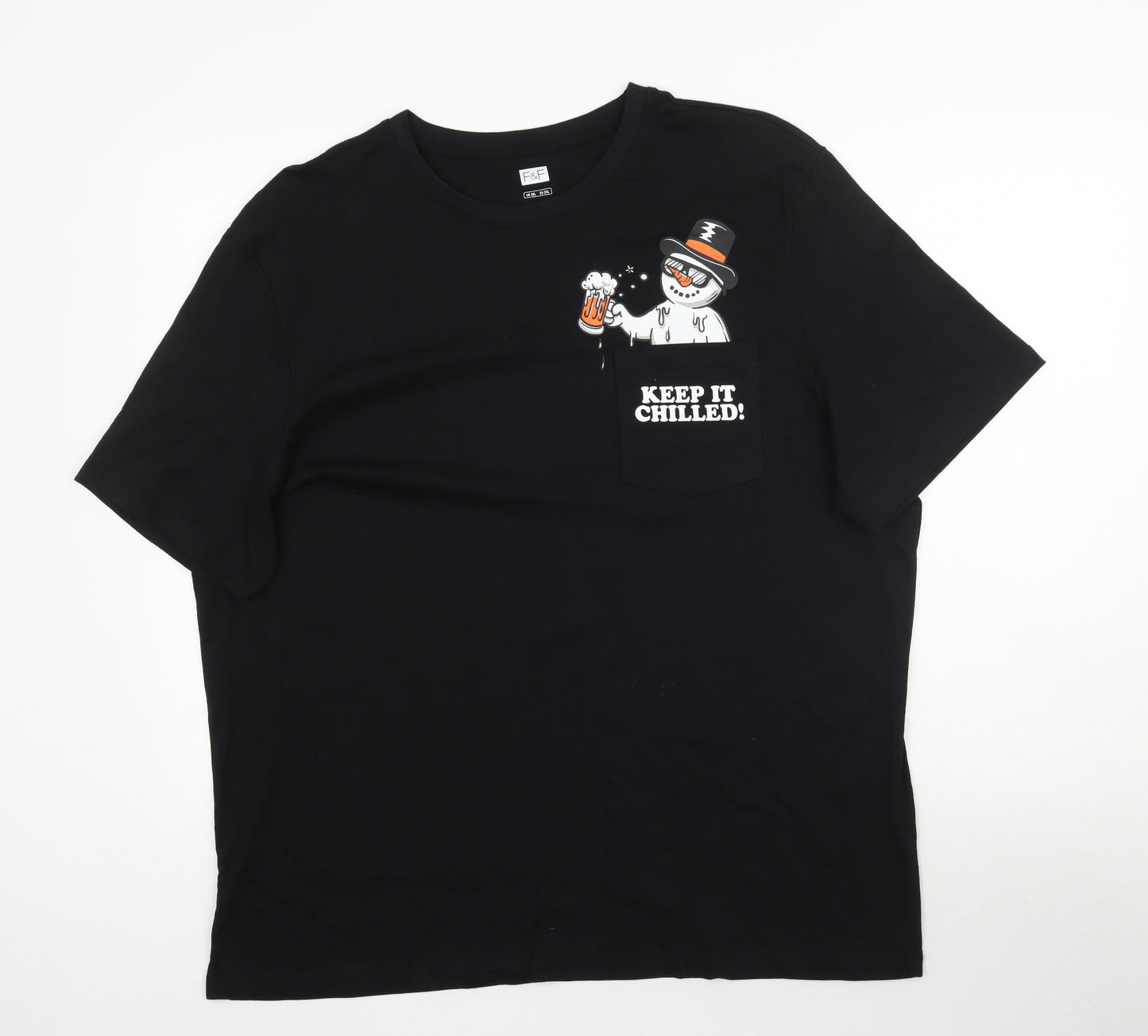 F&F Mens Black    T-Shirt Size 2XL  - Keep it Chilled
