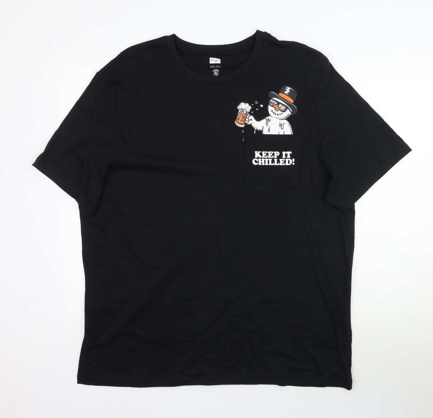 F&F Mens Black    T-Shirt Size 2XL  - Keep it Chilled