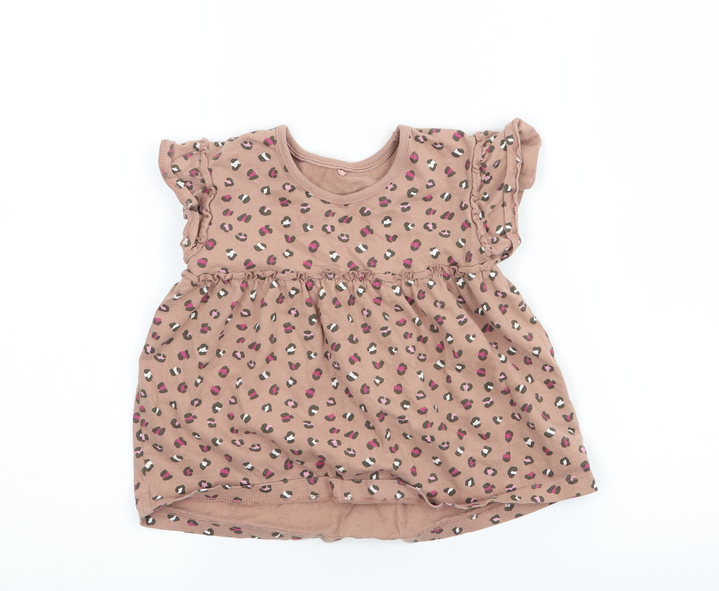 George Girls Brown Animal Print  Basic T-Shirt Size 2-3 Years