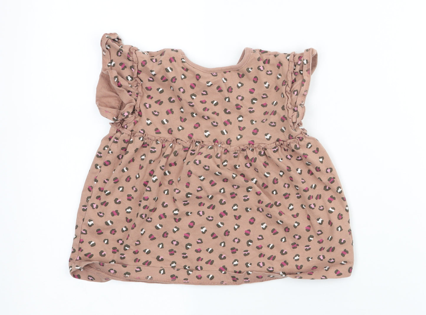 George Girls Brown Animal Print  Basic T-Shirt Size 2-3 Years