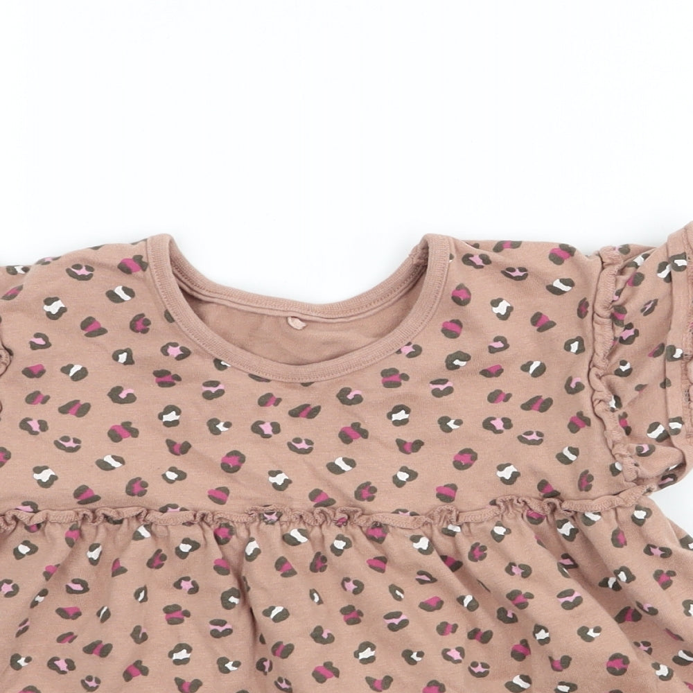George Girls Brown Animal Print  Basic T-Shirt Size 2-3 Years