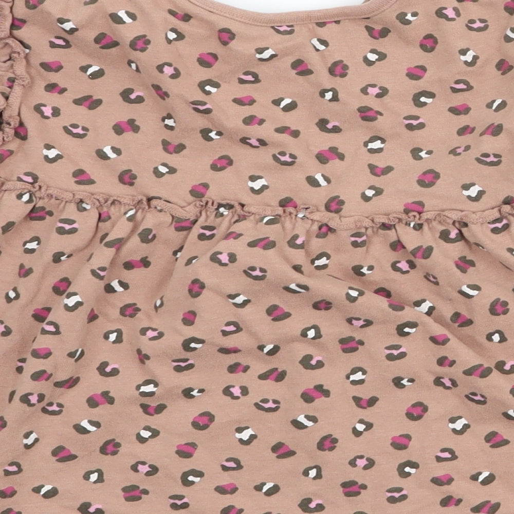 George Girls Brown Animal Print  Basic T-Shirt Size 2-3 Years