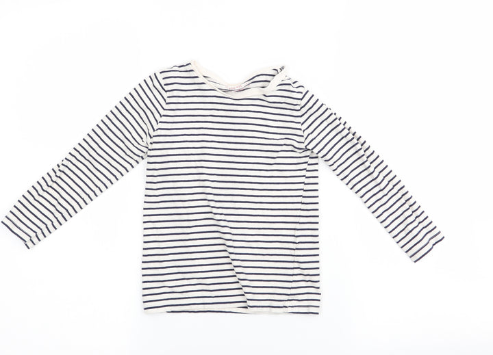 F&F  Girls White Striped  Basic T-Shirt Size 5-6 Years
