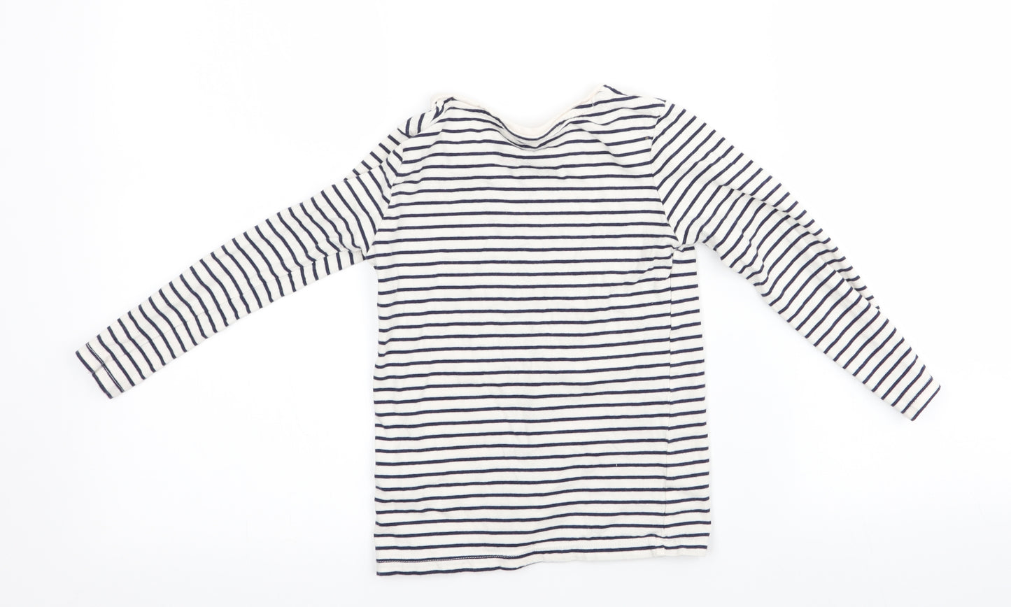 F&F  Girls White Striped  Basic T-Shirt Size 5-6 Years