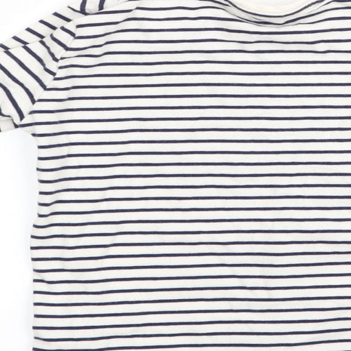 F&F  Girls White Striped  Basic T-Shirt Size 5-6 Years