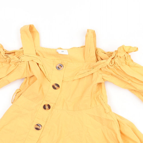 Preworn  Girls Yellow   A-Line  Size 3 Years