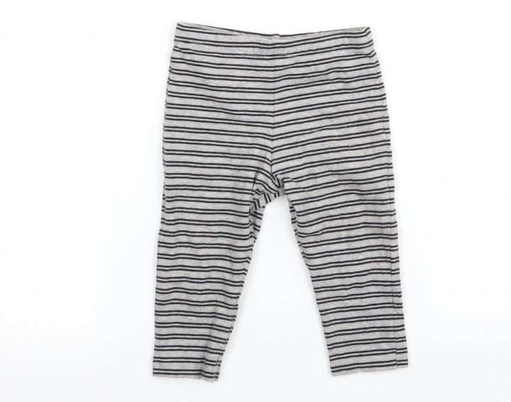 F&F  Boys Grey Striped  Sweatpants Trousers Size 6-9 Months