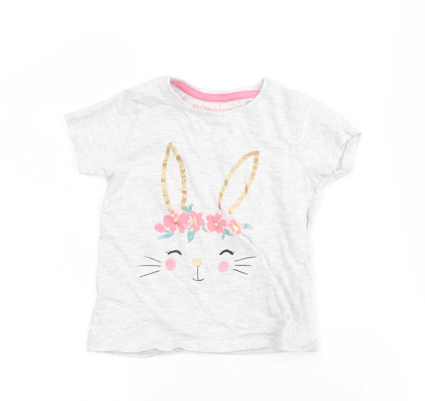 Primark  Girls Grey   Basic T-Shirt Size 2-3 Years
