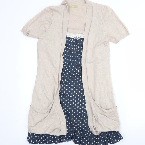 TU Womens Beige Polka Dot  A-Line  Size 14