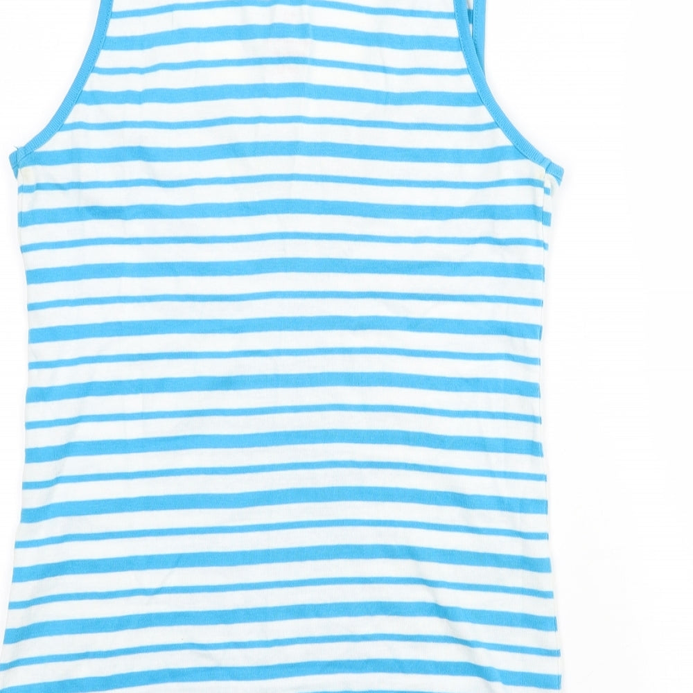 TU Womens White Striped  Basic Tank Size 12