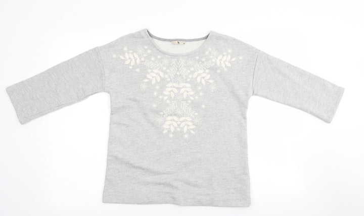 Tu  Womens Grey Floral  Pullover Jumper Size 10