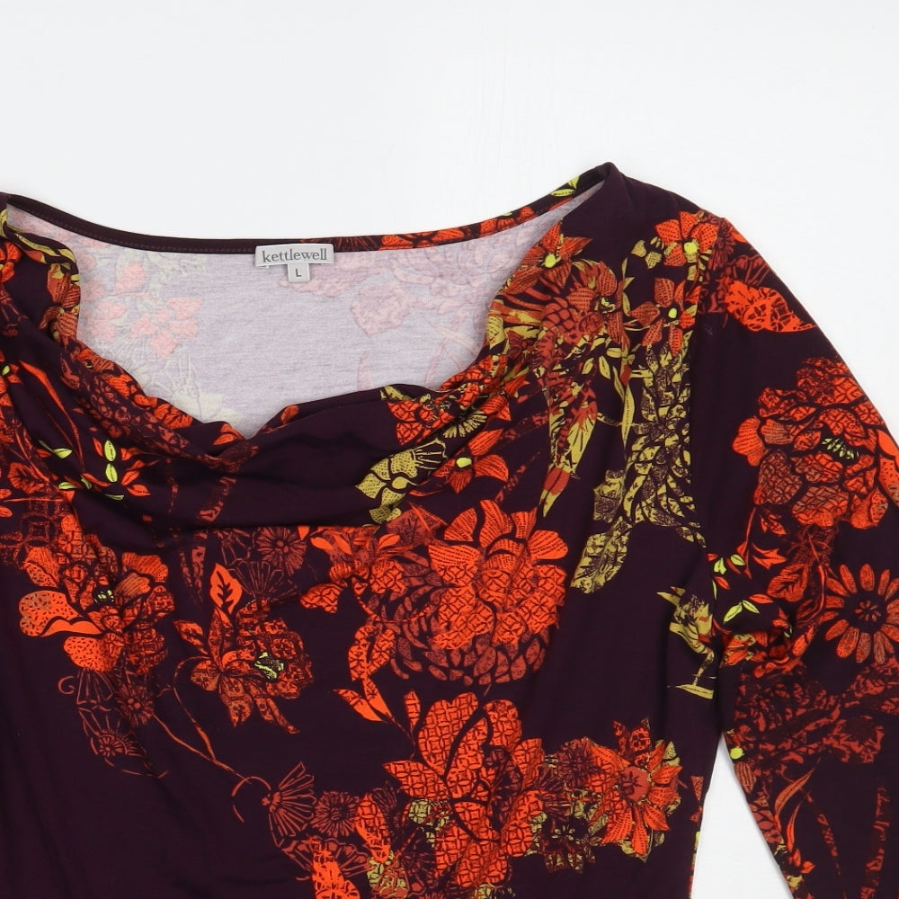kettlewell Womens Purple Floral  Pullover Jumper Size L