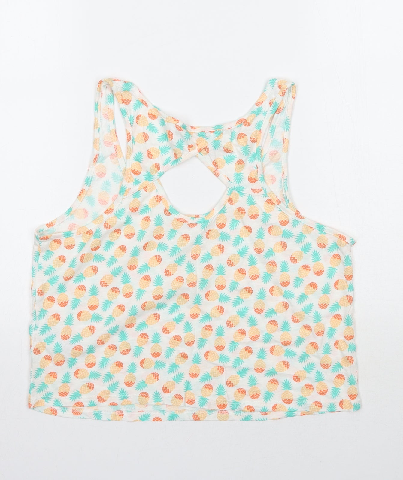 Newlook Womens White Geometric  Cropped T-Shirt Size 12