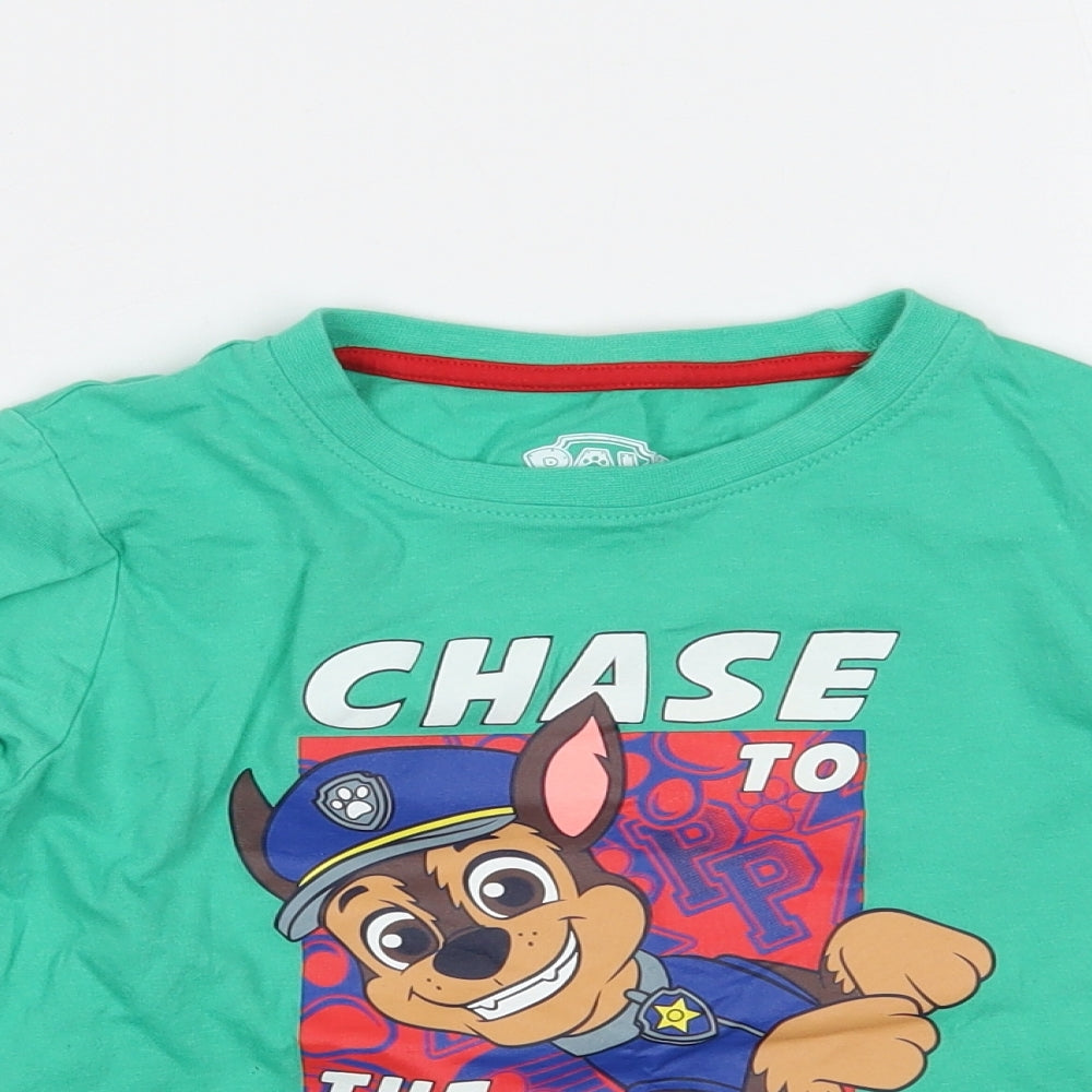 Nickelodeon  Boys Green   Basic T-Shirt Size 5-6 Years  - paw patrol
