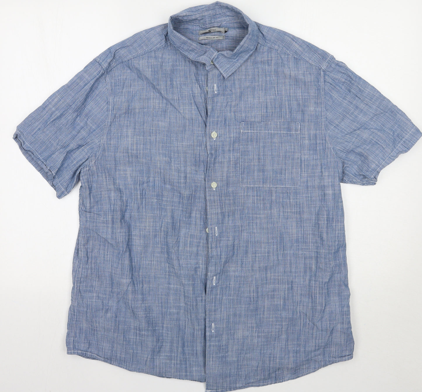 TU Mens Blue    Button-Up Size L