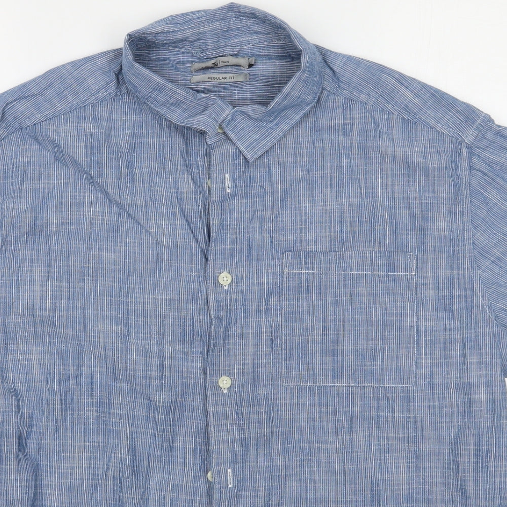 TU Mens Blue    Button-Up Size L