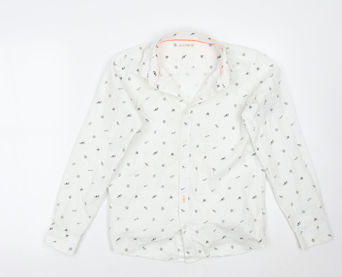Kite & cosmic Boys White Geometric  Basic Button-Up Size 12 Years