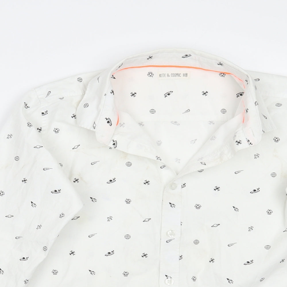 Kite & cosmic Boys White Geometric  Basic Button-Up Size 12 Years