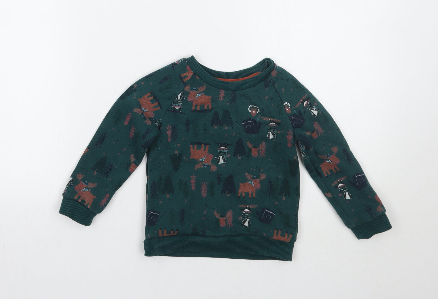 Primark Boys Green Geometric  Pullover Jumper Size 12-18 Months