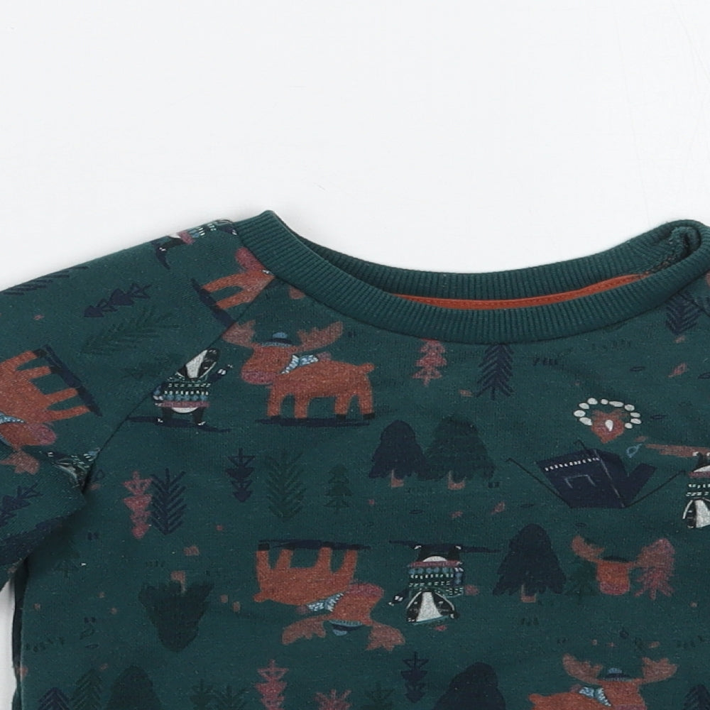 Primark Boys Green Geometric  Pullover Jumper Size 12-18 Months